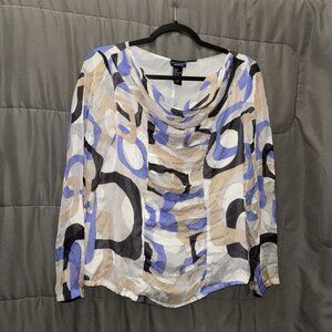 Doncaster Collection Top Womens Silk Large Watercolor Floral Ultra Ruffles Boho